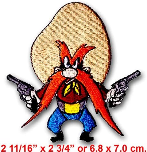 Верани Јосемит Сем Печ извезено железо на значка Луни Тунес грешки Bunny Elmer Fudd Tweety Bagge Misfits Retro Hippie Easy Amblem Amblem Biker Rocker Rocker Outlaw 1% Vest