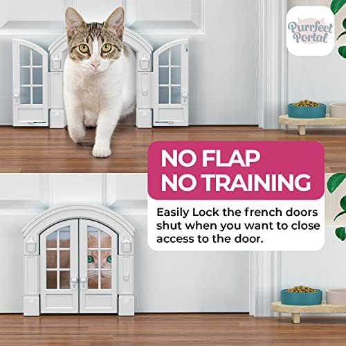 Портал француска Врата за Мачки-Стилска Внатрешна Врата Без Вратичка За Мачки Со Просечна Големина До 20 килограми, Лесно Поставување
