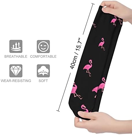ПЛЕВЕЛКЕЈАТ Симпатична Убава Розова Фламинго Дебели Чорапи Новина Смешно Печатење Графички Обични Чорапи Со Топла Средна Цевка