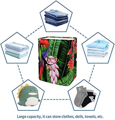 Здраво пролетен папагал џунгла печати големи големини корпи за складирање со рачка, контејнери за домови кои се склопуваат за деца, облека за бебиња, облека за беби