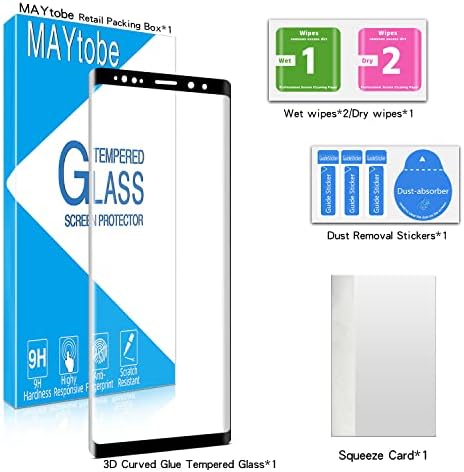 MAYtobe Desigend За Samsung Galaxy Note 9 Заштитник На Екранот Од Калено Стакло, 3d Матрица Со Целосен Капак, Без Меурчиња, Лесен
