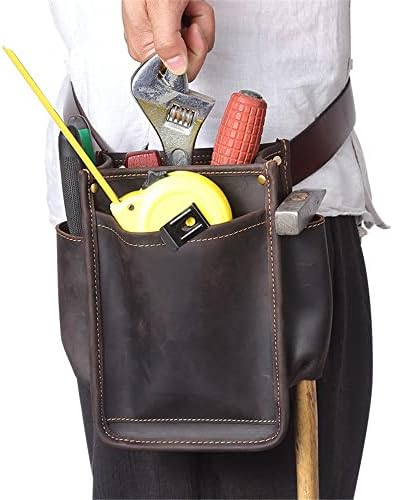 Shzbcdn алатка торба ретро половината торба отпорна на хардвер Електричен торба Мултифункционална машка торба