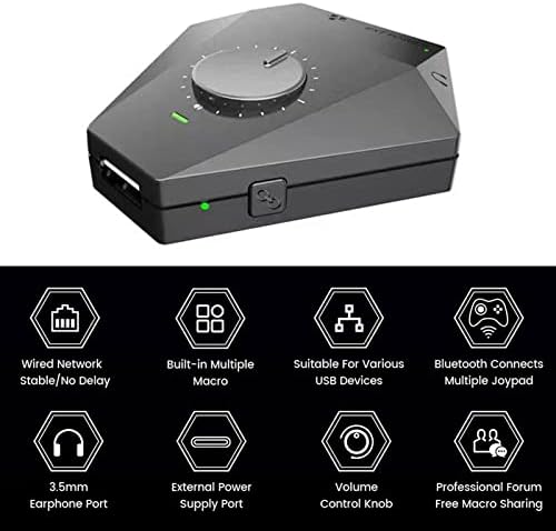 Адаптер за тастатура и глувче за конзола за игри за PS5 GamePads, Wired Connecter Converter, Macro Assist, за Xim ReasNow Titan Cronus USB Bluetooth
