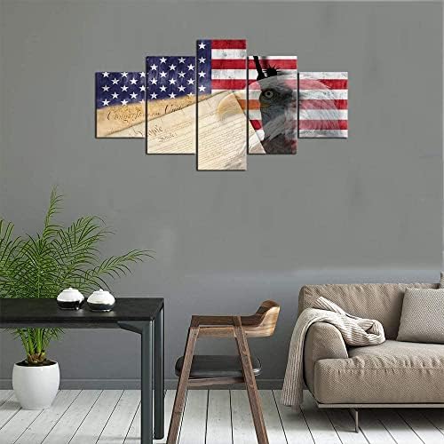 5 парчиња сет artидно уметноста американско знаме преголема врамена платно, модерен апстрактен дизајн, глобално инспирирано крајбрежно сликарство дневна соба акце?