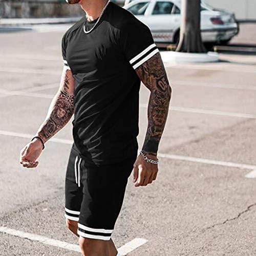 Xiloccer Mens Tracksuit летни потти за мажи за мажи 2 парчиња облеки за џогирање на кошули со кратки ракави и шорцеви спортска облека