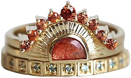 Женски прстени модни три парчиња стабилни прстени за ангажман за жени кубни цирконија свадбени прстени накит подароци за редење