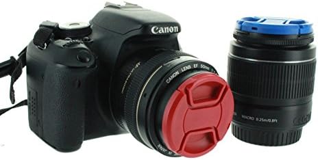 Шарено капаче за леќи - Црвена капа на леќи од 58мм за леќи за Nikon, Canon, Sony и други камери DSLR - капаче за замена на центри за замена на леќи од Lensflair