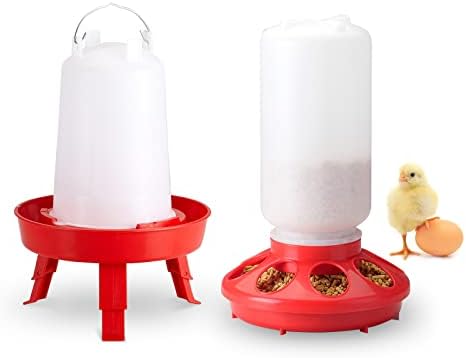 Комплет за фидер и вода за пилиња во Сикрија, автоматски фидер за пилиња 1L и 1,5L пилешко вода со 3 прилагодливи височини за кокошка фарма за живина