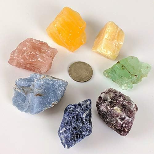 Akkapeary сет од 7 парчиња уникатна чакра ангелит лепидолит турмалин содалит кристал природни груби камења заздравување кварц духовно медитација смирувачки камења ст?