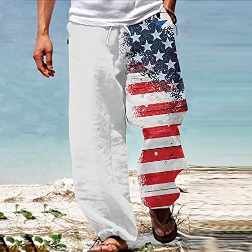 Чино Мажи Мажи Американско Знаме Патриотски Панталони За Мажи 4 од јули Хипи Харем Панталони Широки Бохо Јога Секојдневен Пад