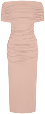 Генерички Пролет &засилувач; Летен Фустан За Жени 2023 Мода Секси Краток Ракав Без Прерамки Без Грб Цевка Врвот Вечер Долг Фустан