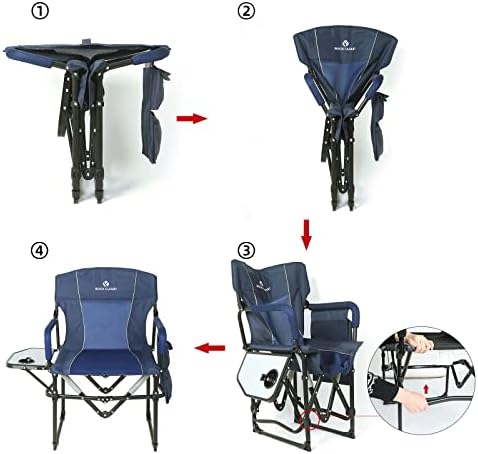 Рак облак Преклопување стол за кампување со џеб за складирање и странична маса Компактни преносни кампови столици на отворено за камп за пешачење за риболов спорт