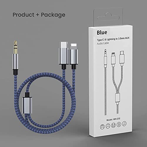 ESBEECABLES AUX CABLE за iPhone, 2 во 1 USB C & молња до 3,5 mm AUX аудио кабел погоден за слушалки за аудио -конверзија на Andoid