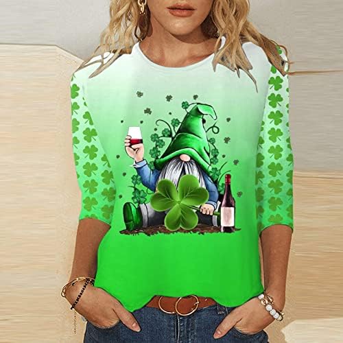 3/4 ракав 2023 Облека Мода екипа на вратот памук графички салон лабава фит блуза за женски летен есен маица 7J