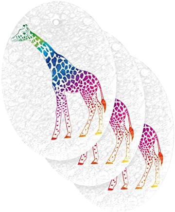 Алаза виножито жирафа печати природни сунѓери кујнски целулоза сунѓер за миење садови за миење бања и чистење на домаќинства, не-крик и еко пријателски, 3 пакувања