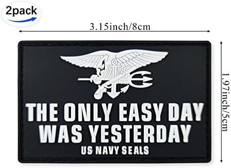 JBCD американски морнарички заптивки на знамето Единствениот лесен ден беше вчера тактичко лепенка - ПВЦ гумена кука и јамка за крпеница