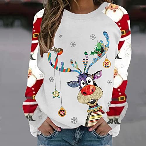 Грд Божиќен Џемпер За Жени Смешни Маици Од Ирваси Блуза Снегулка Со Долги Ракави Дуксери На Екипажот