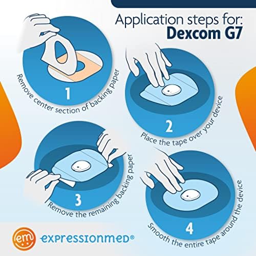 ExpressionMed - Леплива лепенка за Dexcom G7 - Изработено во САД, водоотпорна, сплит поддршка, CGM лента