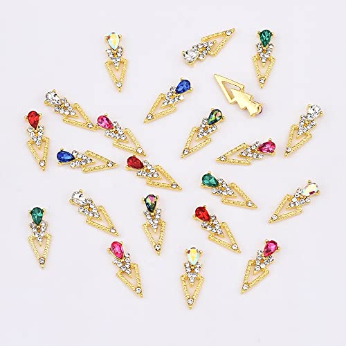 Teekme 30 парчиња 7 бои измешајте златни привлечности со нокти со капки камења од скапоцени камења декорација на ноктите, чиста