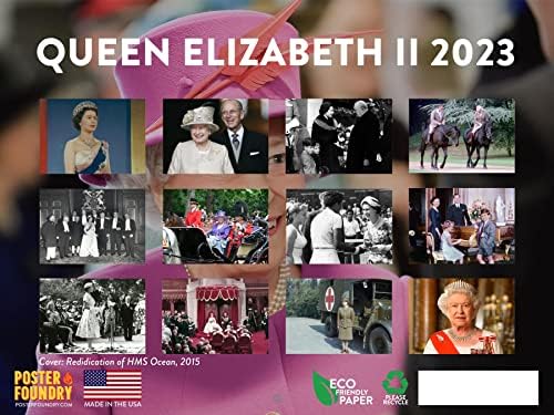 Кралицата Елизабета ВТОРА 2023 Ѕиден Календар Месечен Планер За Бесење Инспиративна Уметност Англија Кралско Семејство Напишете На Мрежа
