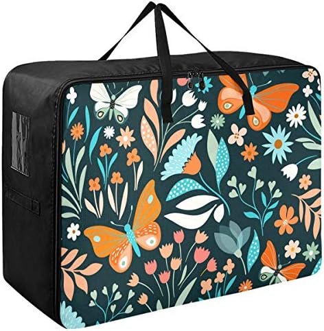 Н / А Торба За Складирање Облека Под Креветот За Ватенка - Цветни Со Голем Капацитет Со Пеперутки Организатори Торба Со Патенти