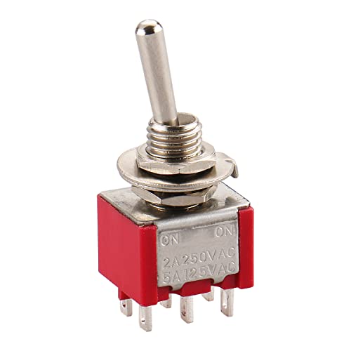 Baomain Toggle Switch Mts-202 DPDT на 2 датотеки 6 стапки 5A 125VAC 2A 250VAC пакет од 10