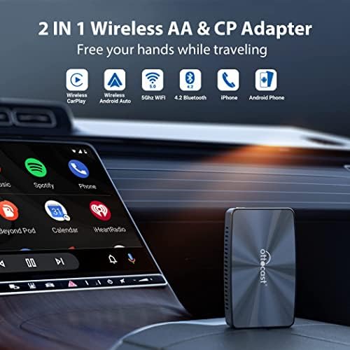 Безжичен Адаптер За Android Carplay Android-OTTOCAST U2-X Pro Android Auto Apple CarPlay 2 во 1 Безжичен Адаптер За Автомобил Погоден За Жичен CarPlay и iphone/android телефон, Приклучок И Игра, 5g WiFi, Instanst Connec