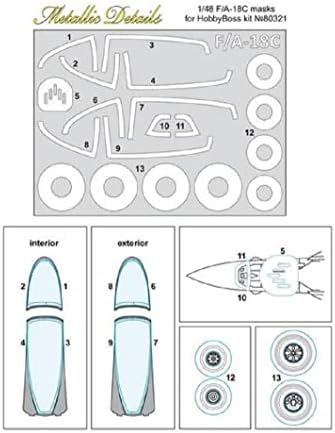 Метални Детали МДМ4801-1/48 Ф/А-18С. комплет За Маски За Модел На Авиони