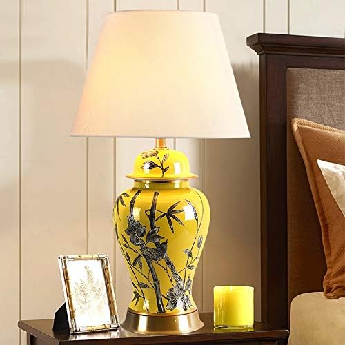 SXNBH керамичка маса ламба за бакар кревет ламби со високи табели за дневна соба во спална соба во кревет ламба украсени LED светилки