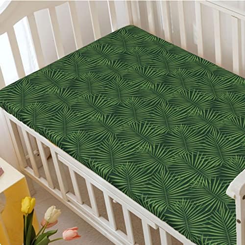 Зеленило од џунгла тематски вграден креветче за креветчиња, стандарден душек за креветчиња, вграден лист за деца, душеци за душеци-подготвени