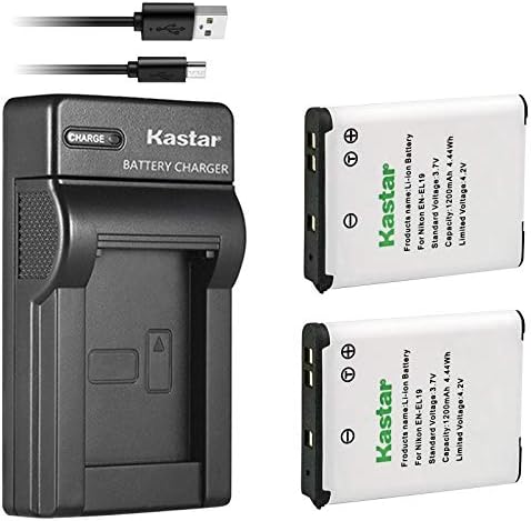 Kastar Battery + Slim USB полнач за NIK EN-EL19 Coolpix A100 S100 S2750 S2800 S3300 S3400 S3500 S3600 S4200 S4300 S4400 S5200 S5300 S6400 S6500