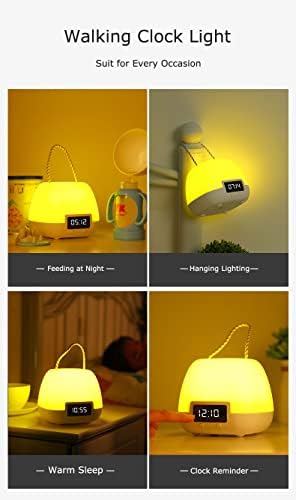 Nicoshiu Night Light за детска соба, креветчето за ламби за креветчиња за бебе, расадник ноќни светла со приказ на време, далечински управувач