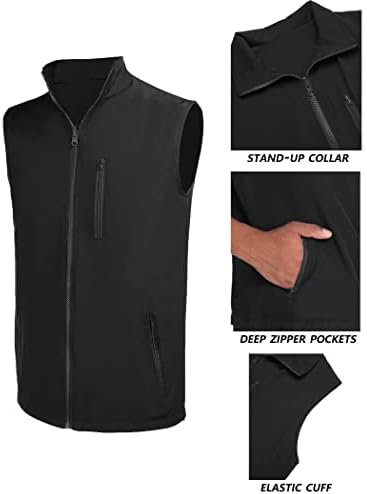 Deyeek мажи со лесен елек обичен патент за голф -голф елек без ракави за џемпери за џеб за надворешна облека со џебови