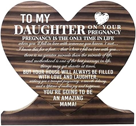 Auii JO Design Daughter Daughtersion Daughternance Dightsion Printed Wood Plaque, бебе подарок Дрво плакета срце, знак за срце дрво, на мојата ќерка на вашата бременост дрвена плакета за дома, знак, одли