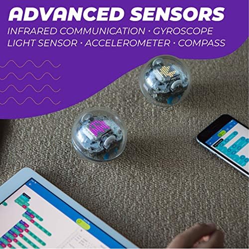 Сферо Болт: роботска топка со апликација со програмабилни сензори + LED матрица, инфраред и компас - СТЕМ Образовна играчка за деца - Научете JavaScript, Scratch & Swift