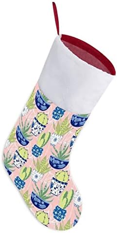 Кактус цветни божиќни порибници што висат чорапи Печати Божиќно дрво Камино украси