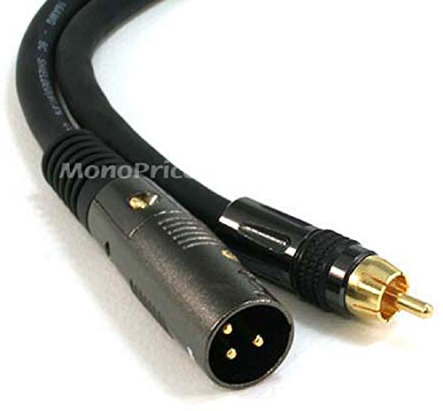 Monoprice XLR машки до RCA машки кабел - 1,5 стапки - црна, 16awg Заштитена искривена пар проводници за бакарна плетенка без кислород, конектори со злато позлатени од Е21 - Премие?