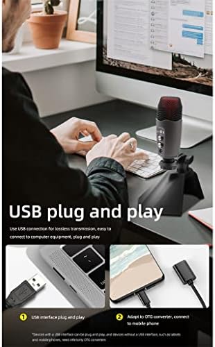 WIONC Снимање RGB Кондензатор Микрофон Е Погоден За Лаптоп Професионални USB Микрофон За Игра Во Живо Емитување (Боја: Б, Големина