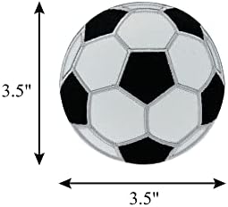 Фудбалска лепенка: Бела и црна висока нишка извезен амблем - 3,5 x 3,5 - Совршен за спортска опрема, облека и додатоци за деца