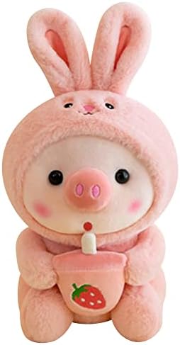 Икасус полнети со реверзибилни плишани кукли млеко чај свинче свињи, симпатична цртана филмска свиња, плишна играчка мека шише свињи за спиење, плишана перница со ?