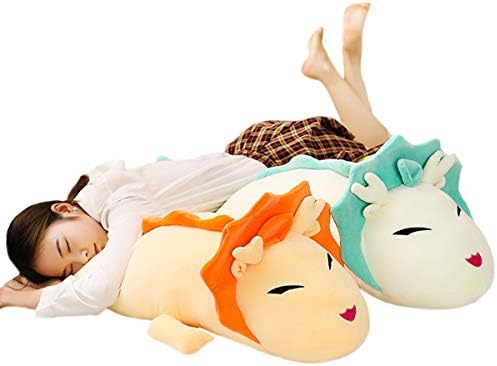 N-A Giant Dragon Plush Long Soft Hugging Pillow, аниме симпатична полнета зелена змеј плишана перница за вратот на вратот, декор за