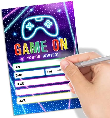 Покани за Роденденска забава за видео Игри-Пополнете Ги Празните Покани За Роденденска Забава, За Декорација На Забави За Млади