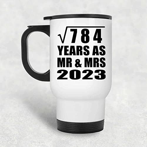 Дизајнирајте 28-годишнина Квадратен Корен од 784 Години Како Г-дин &засилувач; Г-ѓа 2023, Бела Патна Кригла 14оз Изолирана Гимнастика