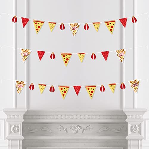Голема Точка На Среќа Време За Забава Со Пица-САМ Сам Туш За Бебиња или Роденденска Забава Знаменце Венец Декорација - Триаголник