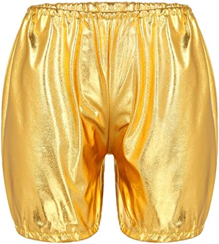 Ојолан Девојки девојки метални шорцеви сјајни жешки панталони искријте танцови облеки гимнастика јога тесни кратки панталони злато 1-4