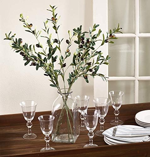 Колекцијата за цвеќиња во животниот стил Саро Проширете го декор на домот на маслиновата гранка, 32,5 “, зелена, 4 парчиња