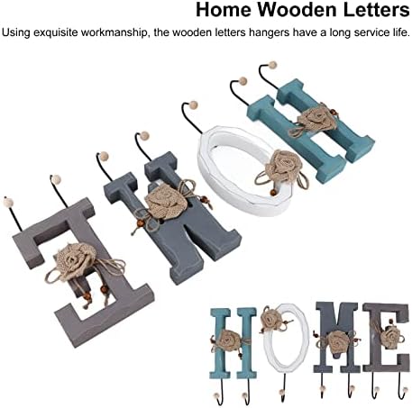Руикас дрвени букви знак за закачалки за домашни облици, монтирани декоративни висечки блокови со лесна лента