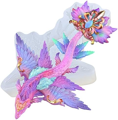 Kakiwyhhh Magical Sky Dragon 3D епоксидна смола силиконска мувла за занаетчиски занаетчиски шеќер, украсување на торта за торта, полимерна