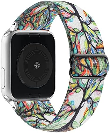 Прилагодлива еластична лента за часовници компатибилен со Apple Watch 38mm 40mm 41mm, најлонски истегнат соло -нараквица за нараквици за жени за IWATCH ленти SE/8/6/5/4/3/2