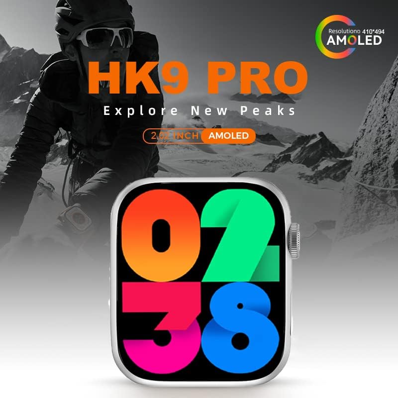 2023 Нов HK9 Pro Smart Watch 2.02 цитат; Амолед Екран Серија 9 КОМПАС NFC Bluetooth Повик Мажи Спорт Smartwatch Pk H12 HK8 Здраво Гледајте